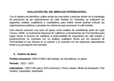 EVALUACIÓN DEL MERCADO INTERNACIONAL CAFÉ TOSTADO