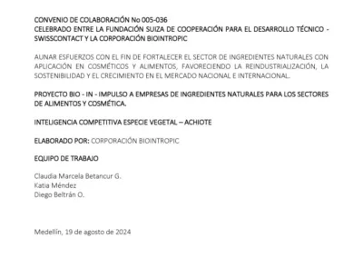 Inteligencia competitiva especie vegetal – Achiote