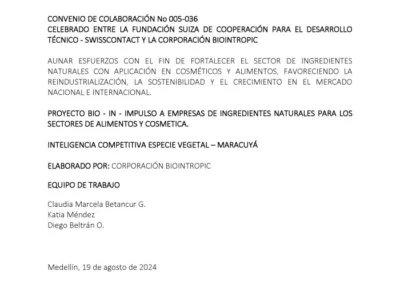 Inteligencia competitiva especie vegetal – Maracuyá