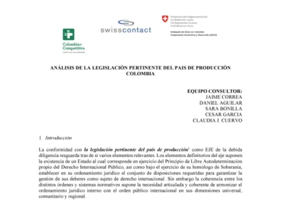 Análisis de la legislación pertinente del país de producción Colombia