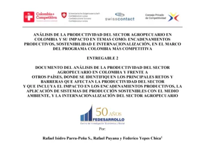 Análisis de la productividad agropecuaria en Colombia: retos, sostenibilidad e internacionalización