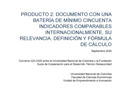 Indicadores comparables internacionalmente, emprendimiento
