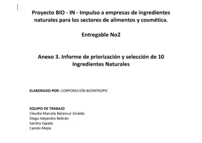 Informe de priorización y selección de 10 ingredientes naturales
