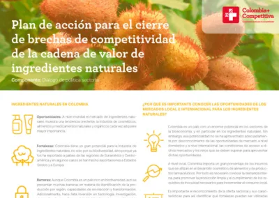 Plan de acción para el cierre de brechas de competitividad de la cadena de valor de ingredientes naturales