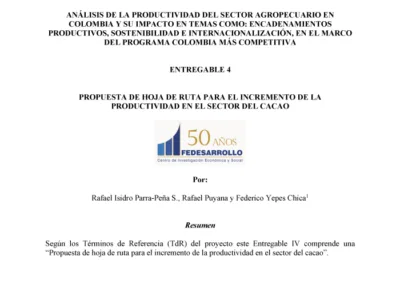 Propuesta hoja ruta incremento productividad sector cacao