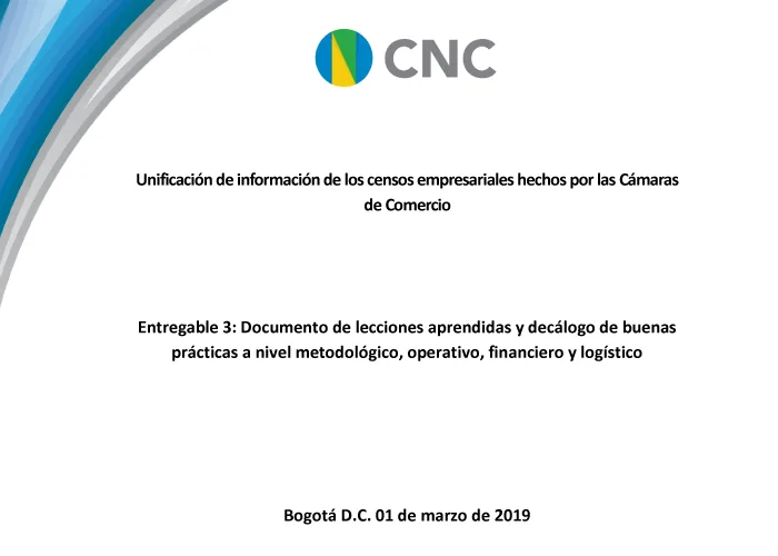 Unificación censos. Lecciones aprendidas y decálogo de buenas prácticas a nivel metodológico, operativo, financiero y logístico