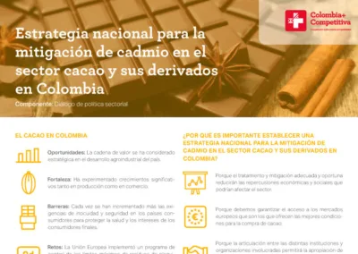 Estrategia nacional para la mitigación de cadmio en el sector cacao y sus derivados en Colombia